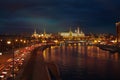 Bright night urban landscape, Moscow Royalty Free Stock Photo
