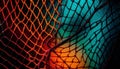 Bright nylon netting catches fish in the dark generated by AI