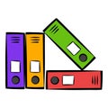 Bright office folders icon, icon cartoon