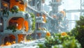 Futuristic Solarpunk City with Vertical Gardens Royalty Free Stock Photo