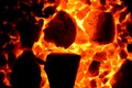Bright orange background from burning coal anthracite. Royalty Free Stock Photo