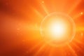 a bright orange background with a sunburst in the middle of the image and a starburst in the middle of the image