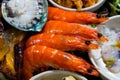 boiled prawns with other seafoods Royalty Free Stock Photo