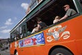 Bright Orange Bus in Boston