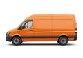 Bright orange cargo van isolated on white studio background for commercial use Royalty Free Stock Photo