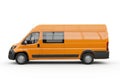 Bright orange cargo van with tinted windows parked on a white background Royalty Free Stock Photo