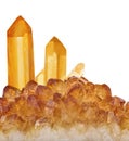 Bright orange citrine large crystals isolated on white Royalty Free Stock Photo