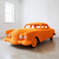 Bright Orange Crochet Car: A Technological Still Life In Unreal Engine 5