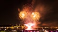 Bright orange fireworks during a summer festival Royalty Free Stock Photo