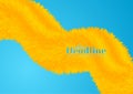 Bright orange fluffy wave on blue background