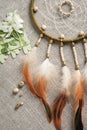 Bright orange green dream catcher Royalty Free Stock Photo