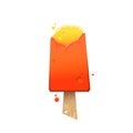 Bright orange ice cream on a stick  Vector illustration isolated Royalty Free Stock Photo