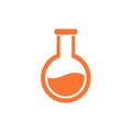 Bright Orange Laboratory Flask with Liquid Chemical Experiment Simple Graphic Royalty Free Stock Photo