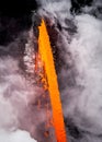 Bright orange lava flow of Kilauea Volcano