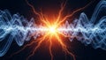 Intense Electrical Discharge and Waveforms Representing Energy and Power in a Dark Abstract Space Royalty Free Stock Photo