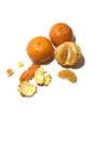 Bright orange mandarins on a white background