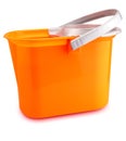 Bright orange mop bucket. Isolated on white background Royalty Free Stock Photo