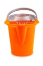 Bright orange mop bucket. Isolated on white background Royalty Free Stock Photo