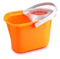 Bright orange mop bucket. Isolated on white background Royalty Free Stock Photo