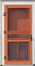 Bright orange old-fashioned wooden screen door Royalty Free Stock Photo