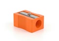Bright orange pencil sharpener on Royalty Free Stock Photo