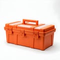 Bright Orange Plastic Toolbox with Handle and Latches Royalty Free Stock Photo