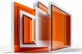 bright orange plastic windows profile on white background