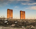 Bright Orange and Red High-rise Apartment Buildings Royalty Free Stock Photo