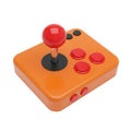 Retrostyle orange arcade game controller with joystick and buttons isolated transparent background Royalty Free Stock Photo