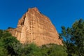 Bright orange rock at the Las Medulas historic gold mining site