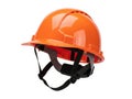 Bright orange safety helmet with adjustable straps Royalty Free Stock Photo