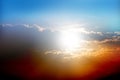 Bright orange sky and light of the sun Royalty Free Stock Photo