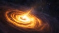 Bright Orange Spiral Galaxy in Dark Space Royalty Free Stock Photo