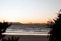 Bright orange sunset sky over Little Wategos Beach in Byron Bay, Australia Royalty Free Stock Photo