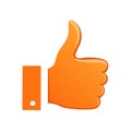 Bright Orange Thumbs Up Gesture Icon for Positive Feedback and Approval Royalty Free Stock Photo