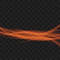 Bright orange transparent abstract light swoosh. Vivid graphic s