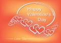 Bright orange valentine card with vector hearts and gradient