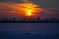 Sunset Over Icy Midwest Landscape