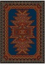 Bright oriental carpet with original pattern on a blue background