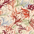 Bright oriental seamless pattern, multicolored tongues of flame. Tropical print for fabric