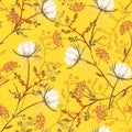 Bright oriental Seamless pattern of white soft and graceful blo