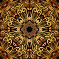 Bright ornament in style khokhloma. Seamless background of circular patterns.