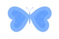 Bright ornamental blue butterfly on white background. Illustration design Royalty Free Stock Photo