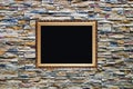 Bright ornamental stone wall with frame