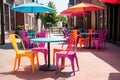 bright outdoor bistro tables with matching chairs