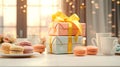 Bright packaging with gifts for home and interior