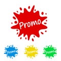 Bright paint splash tag with promo, stock vector illustration