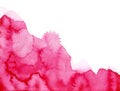 Bright painted pink watercolor splash isolated on white background. Hand drawn texture.