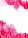 Bright painted pink watercolor splash isolated on white background. Hand drawn texture.