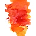Bright painted red, orange and yellow watercolor texture. Hand drawn background.